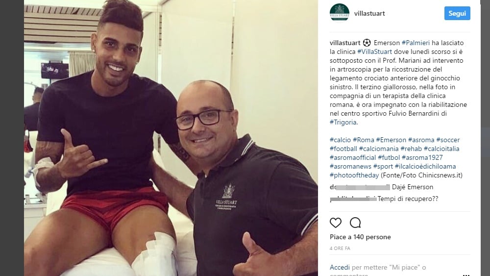 Roma, Emerson Palmieri lascia Villa Stuart
