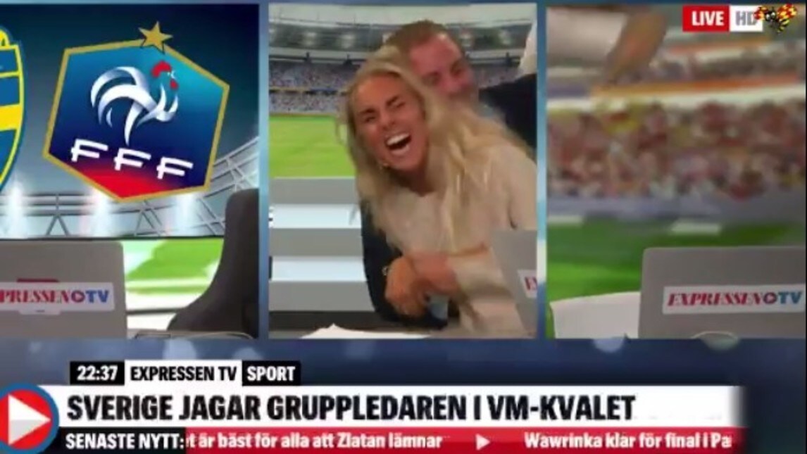 Svezia, la giornalista impazzisce di gioia al gol di Toivonen con la Francia
