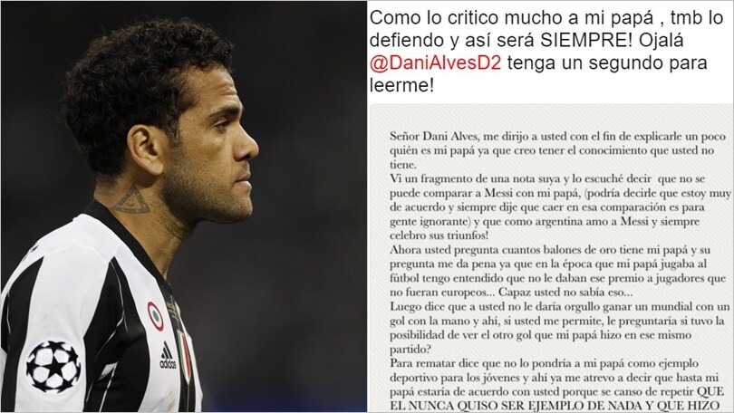 Dalma Maradona replica a Dani Alves: «Ti spiego chi è mio padre...»