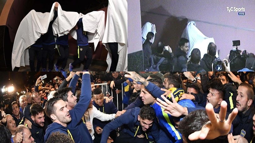 Boca Juniors, i giocatori festeggiano il titolo vestiti da fantasmi