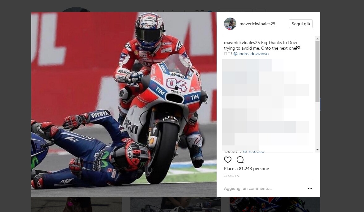 MotoGp, Viñales a Dovizioso: «Grazie per avermi evitato!»