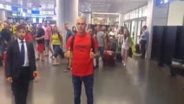 Roma: l'arrivo di Karsdorp a Fiumicino