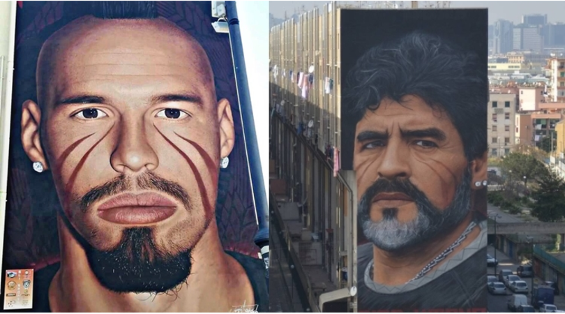Napoli, Hamsik come Maradona: un murales anche per lui