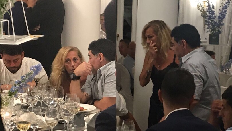 Maradona, cena a sorpresa con Cristiana Sinagra e il figlio
