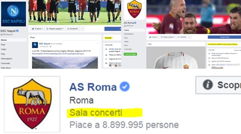 Su Facebook Roma e Napoli sono tutto meno che squadre di calcio