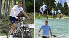 Corsa nel bosco e bagno nel lago: la Lazio suda nel paradiso di Auronzo