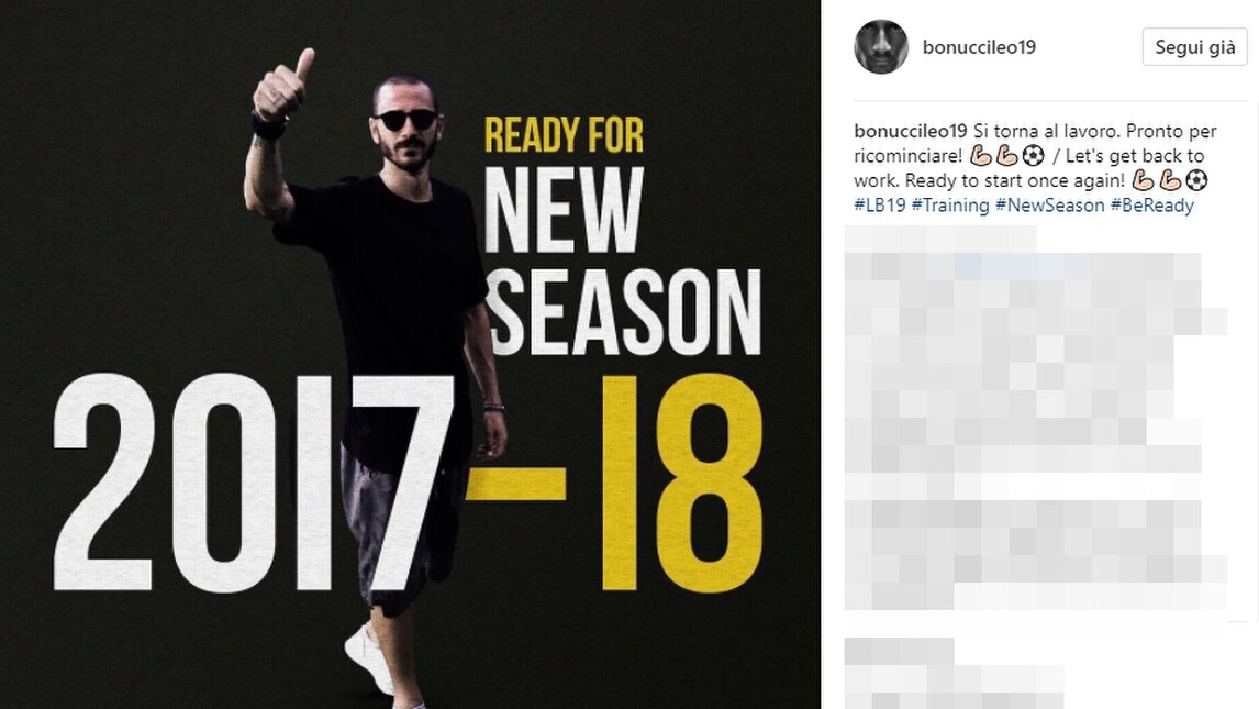 Bonucci: «Si ricomincia». Ma nel suo post non c'è traccia di Juventus