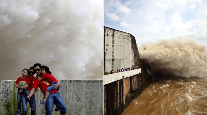 Vietnam, incredibili selfie davanti all'esplosione d'acqua della diga