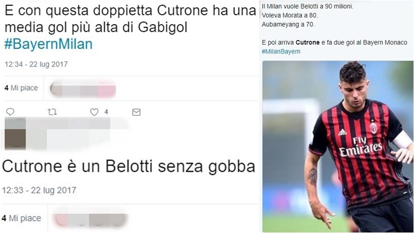 Milan, la doppietta di Cutrone conquista i social: «Belotti non serve»