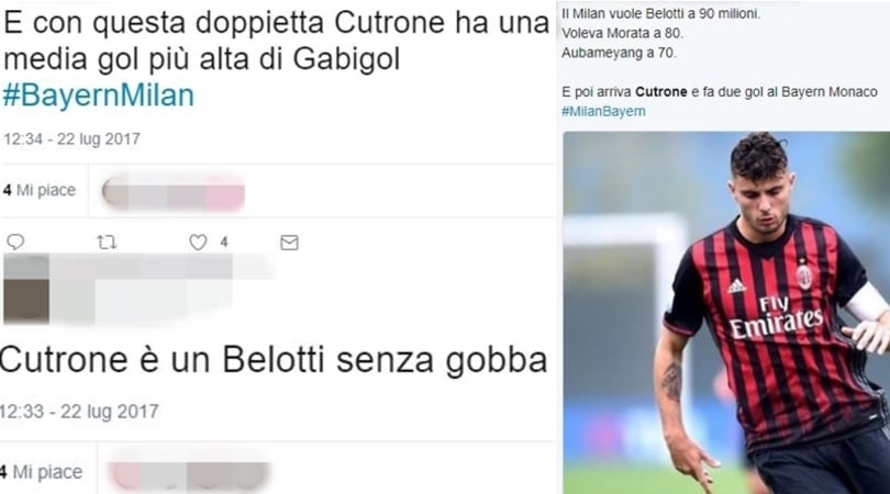 Milan, la doppietta di Cutrone conquista i social: «Belotti non serve»