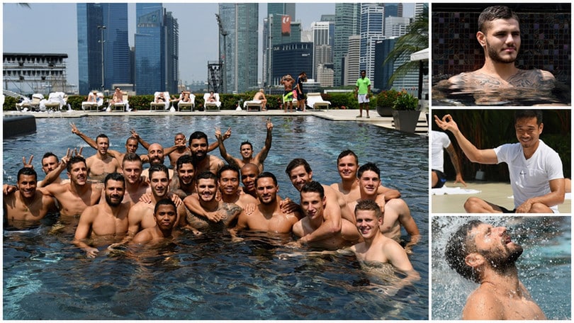 Inter, relax a Singapore. Che show in piscina