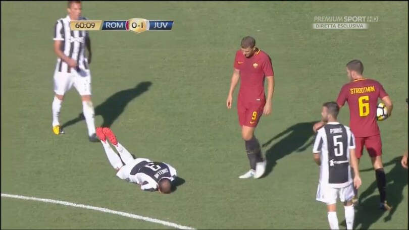 Roma-Juventus, contatto Dzeko-Chiellini: scintille in campo