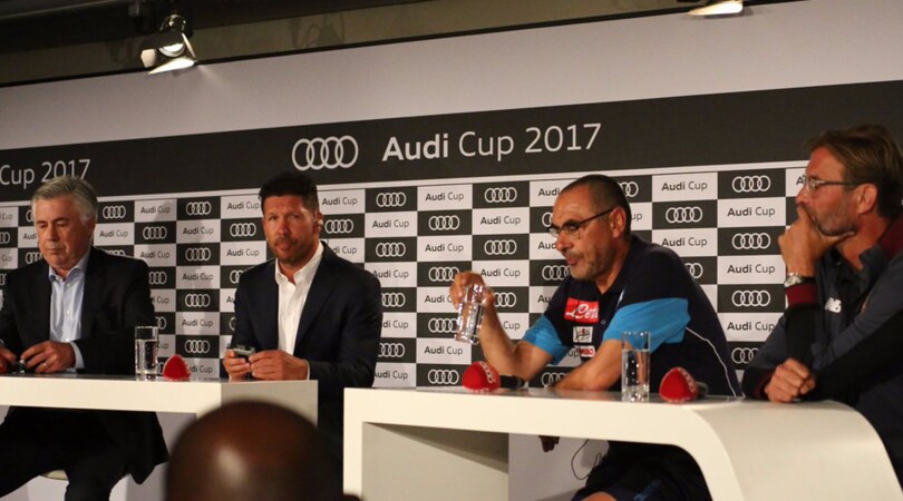 Audi Cup Napoli, Sarri al tavolo dei big: «Qui mi sento un intruso»