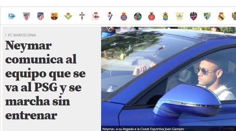 Neymar: «Lascio il Barcellona». L'agente: «Entro domani il Psg pagherà la clausola»