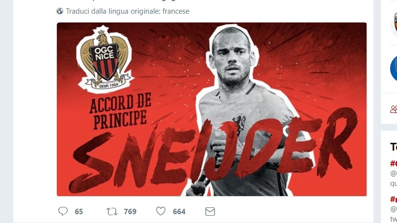 Napoli, ostacolo Champions: il Nizza ufficializza Sneijder