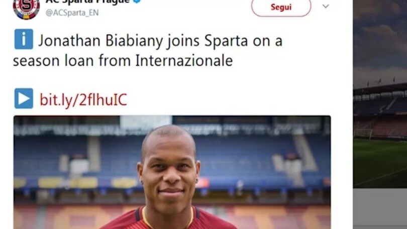 Inter, Biabiany ceduto allo Sparta Praga