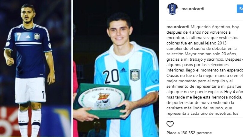 Icardi, lettera d'amore all'Argentina: «Darò tutto per te»