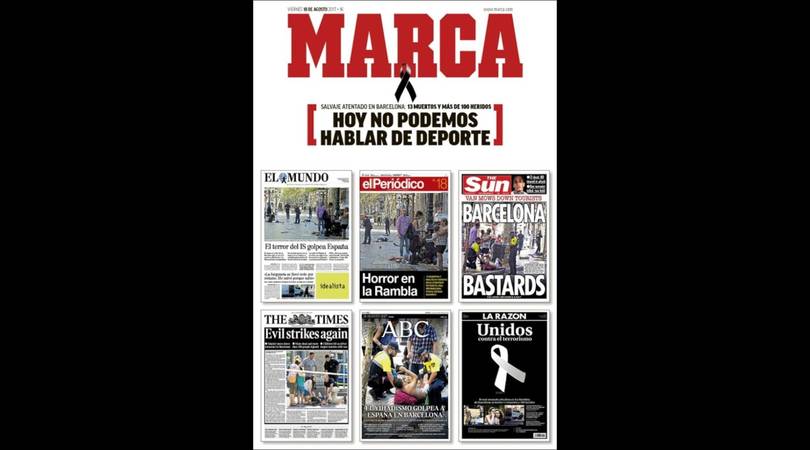 Strage di Barcellona, i giornali sportivi spagnoli in lutto