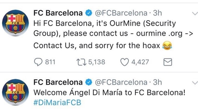 Il Barcellona: «Benvenuto Di Maria!». Ma si tratta di un hacker
