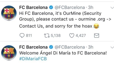 Il Barcellona: «Benvenuto Di Maria!». Ma si tratta di un hacker