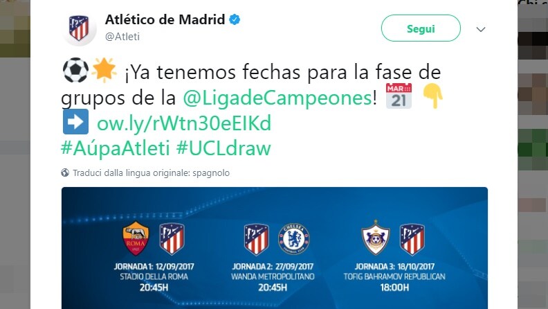 Champions League, il 12 settembre l'Atletico Madrid vorrebbe giocare nello Stadio della Roma