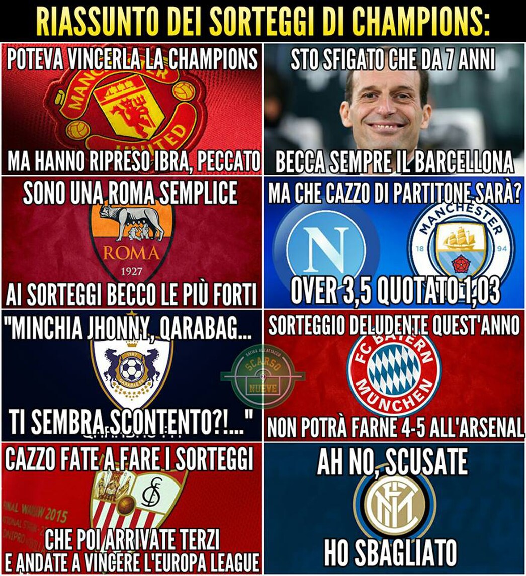 Dalla Champions all'Europa League: le ironie social sul sorteggio
