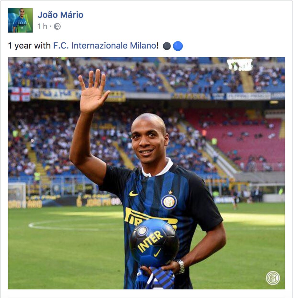 Joao Mario giura amore all'Inter