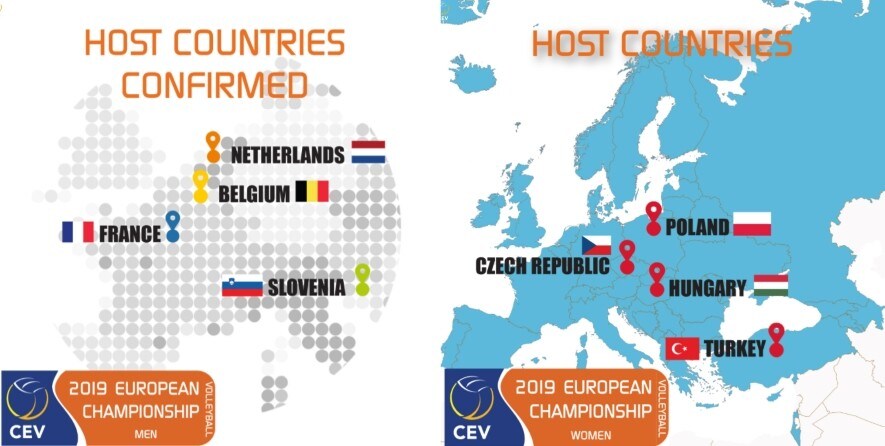Volley: gli Europei del 2019 si giocheranno in quattro sedi