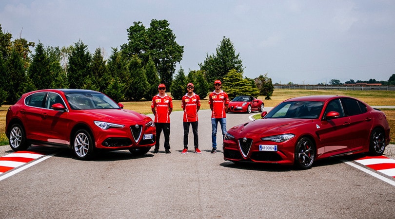 Vettel e Raikkonen show con la Giulia Quadrifoglio
