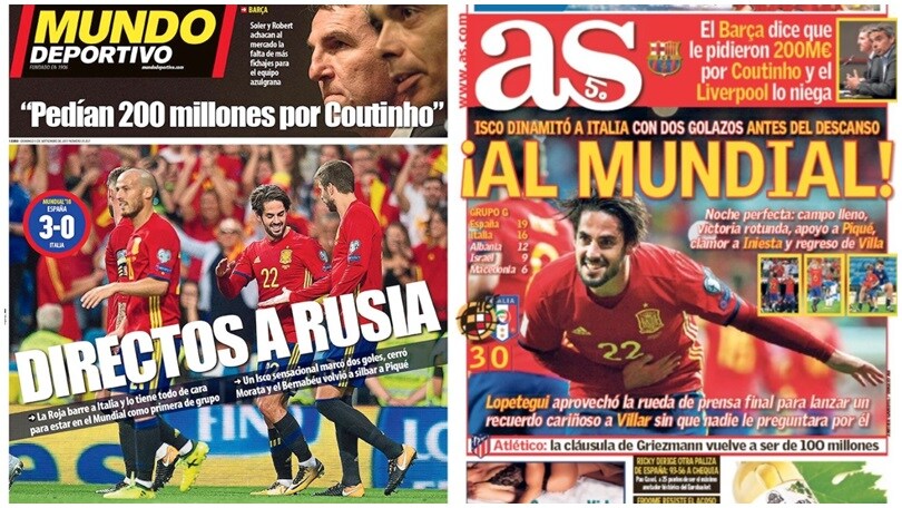 La stampa spagnola esalta Isco: «Italia distrutta»