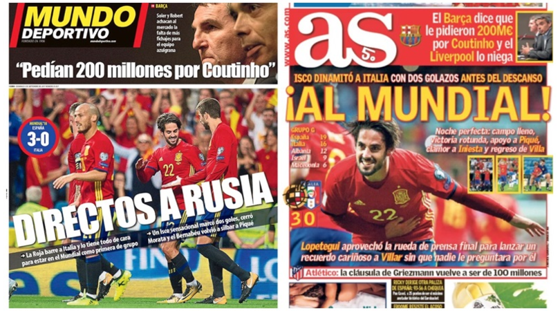 La stampa spagnola esalta Isco: «Italia distrutta»