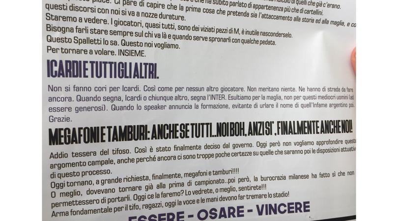 Inter, la Nord contro Icardi: «Niente cori per quell'infame»