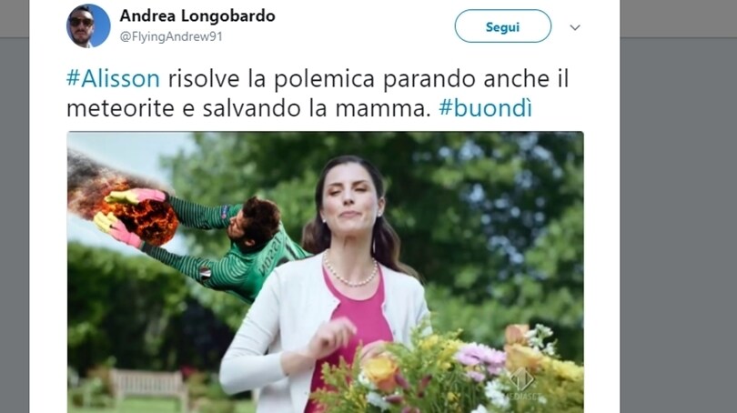 Roma, Alisson paratutto celebrato anche dai social