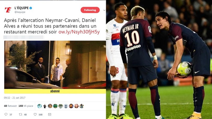 Psg, Dani Alves invita tutti a cena dopo la lite Cavani-Neymar