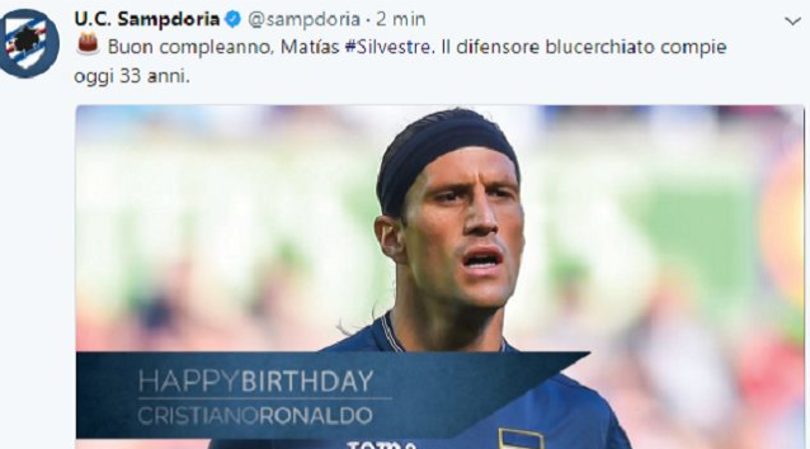 Sampdoria, gaffe social: è il compleanno di Silvestre, ma gli auguri vanno a… Cristiano Ronaldo!