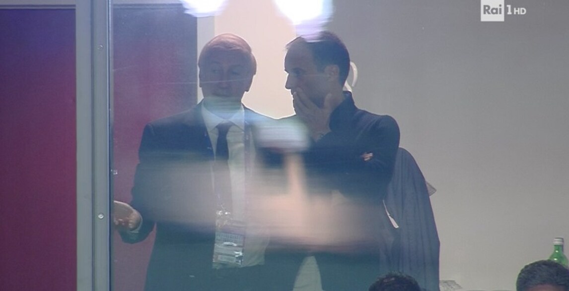 Italia-Macedonia; dalla vetrata Allegri scruta gli azzurri di Ventura