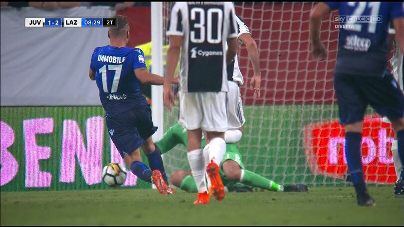 Juventus-Lazio, contatto Buffon-Immobile: l'arbitro concede il rigore