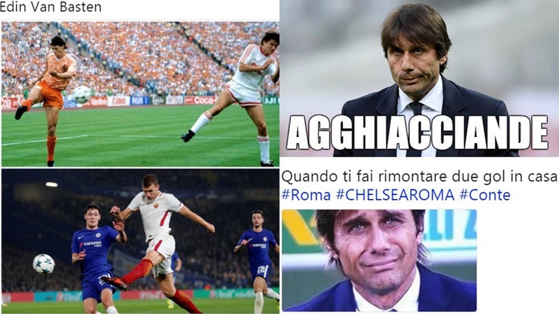 "Edin Van Basten" e Conte "agghiacciande": il web si scatena su Chelsea-Roma