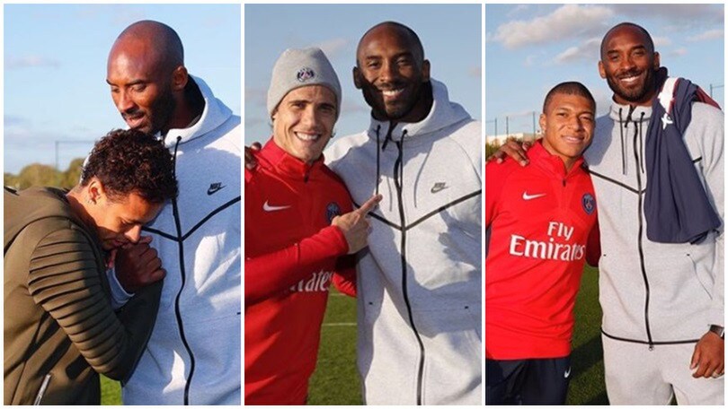 Kobe Bryant nel ritiro del Psg, Neymar: «Leggenda!». Cavani: «Un onore conoscerti»