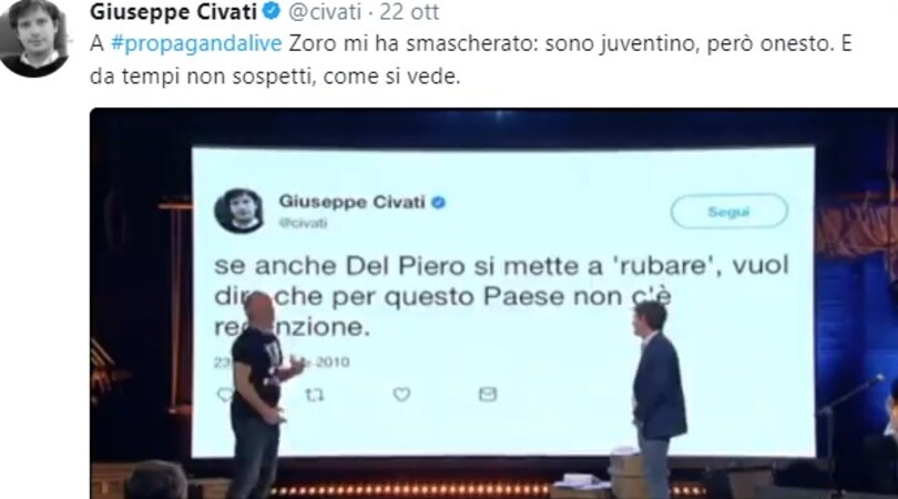 Juventus, Pippo Civati: «Sono juventino, ma onesto»