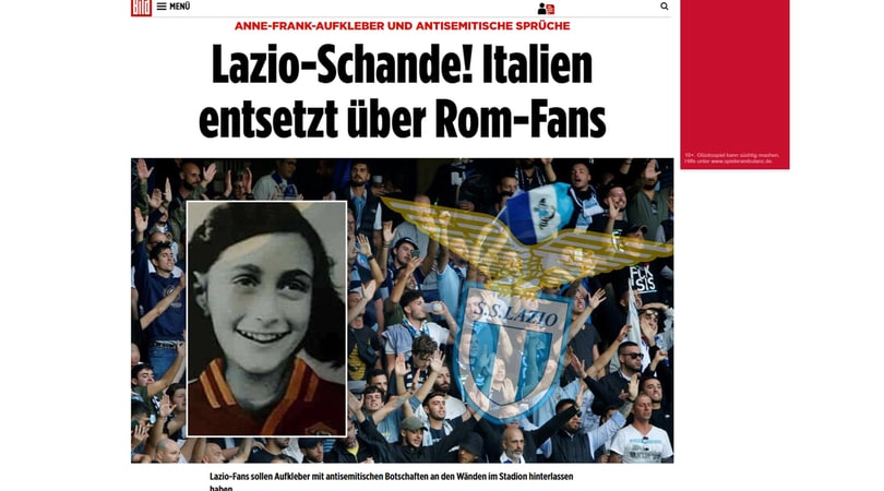Ultras Lazio e Anna Frank, il caso sui giornali stranieri