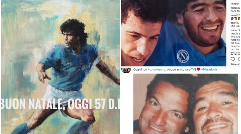 Maradona compie 57 anni: sui social gli auguri di ex compagni e tifosi