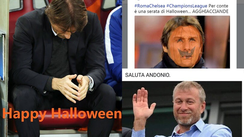 La Roma travolge il Chelsea: sul web l'Halloween "agghiacciante" di Conte