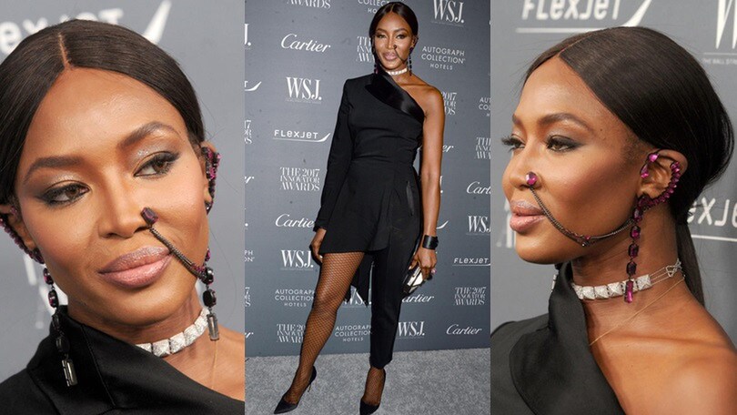 Naomi Campbell, red carpet a New York con uno strano gioiello