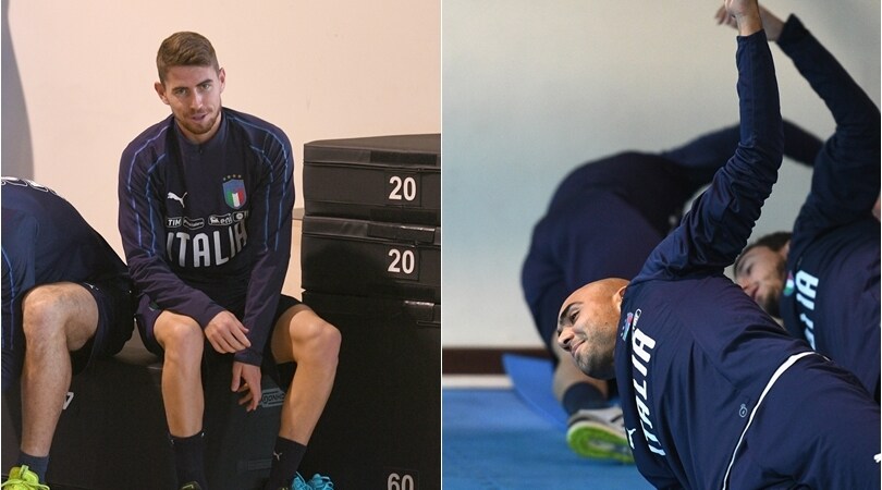 Coverciano, l'Italia si allena in palestra: primo giorno per Jorginho e Zaza