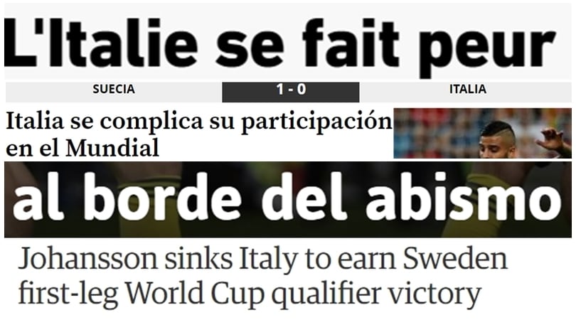 Svezia-Italia: ecco i titoli delle testate estere