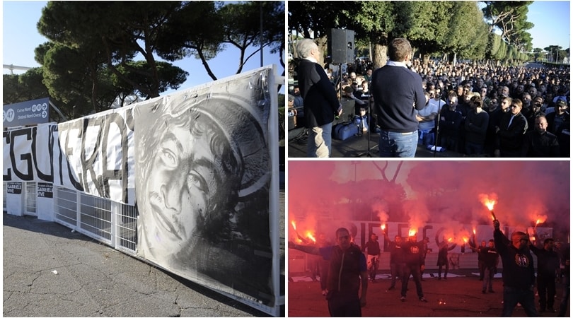Dieci anni senza Gabbo: commosso sit-in dei tifosi della Lazio e di tutta Italia