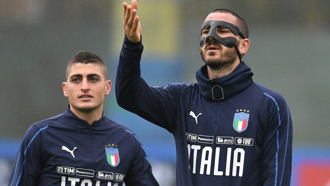 Italia, Bonucci prova la maschera in vista della Svezia