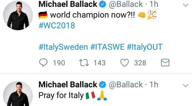 Ballack e il tweet di dubbio gusto: «Pray for Italy»