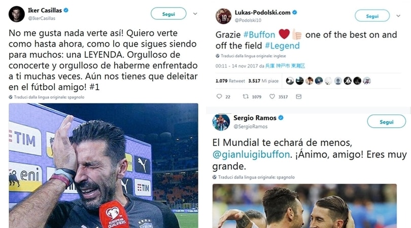 Il calcio mondiale rende omaggio all'addio di Buffon: «Leggenda»